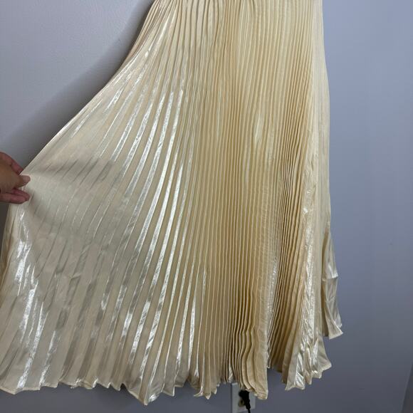 Elpis Pleated Vintage Inspired Off Shoulder Dress Ivory Gatsby Small New - Picture 6 of 13